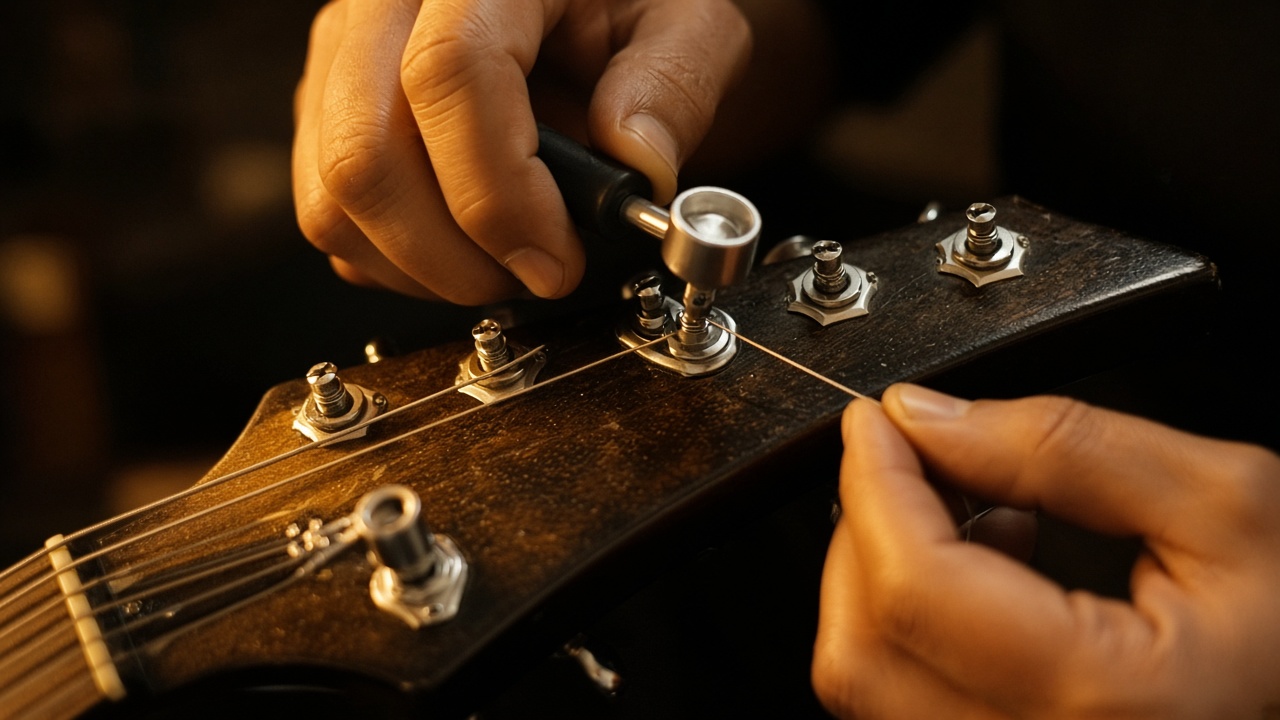 Illustration: close-up of guitar strings - AI-generated artwork, not a photo of a specific product