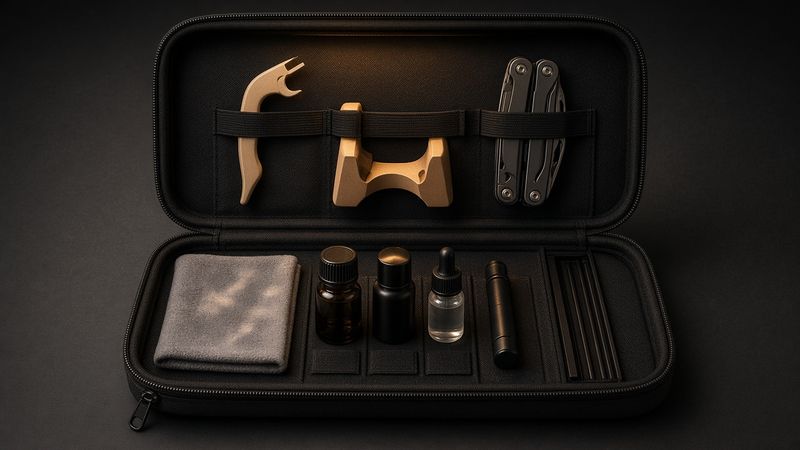Illustration of a D'Addario Guitar Maintenance Kit - AI-generated, not a photo of the exact product
