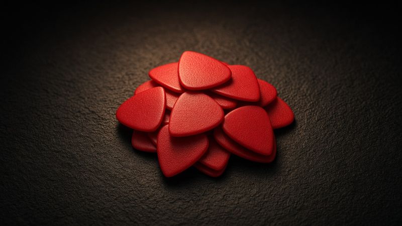 Illustration of a Dunlop Jazz III Picks, Red Nylon 1.38mm - AI-generated, not a photo of the exact product