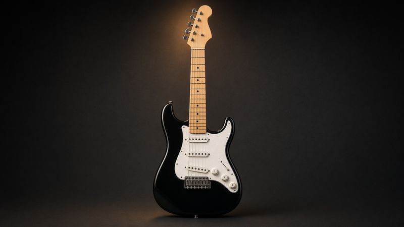 Illustration of a Squier Mini Stratocaster - AI-generated, not a photo of the exact product